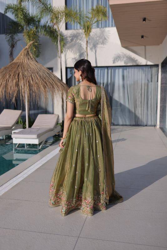 LW 7161 Fendi Silk mehndi Lehenga choli manufacturers in Karnataka